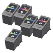 999inks Compatible Multipack Canon CL-41 and CL-52 2 Full Sets + 1 Extra Black Inkjet Printer Cartridges