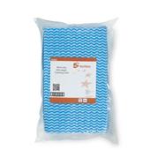 5 Star Facilities Cleaning Cloths Anti-microbial 40gsm W500xL300mm Wavy Line Blue [Pack 50]