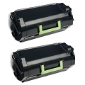 999inks Compatible Twin Pack Lexmark 502X (50F2X00) Black Laser Toner Cartridges