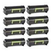 999inks Compatible Eight Pack Lexmark 512H (51F2H00) Black High Capacity Laser Toner Cartridges