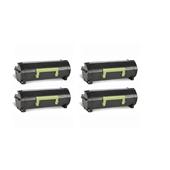 999inks Compatible Quad Pack Lexmark 502 (50F2000) Black Standard Capacity Laser Toner Cartridges
